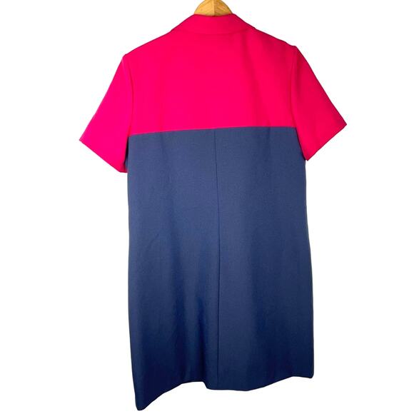 Vintage | Navy Blue Pink Button Down Dress Nautical Design - Picture 2 of 6